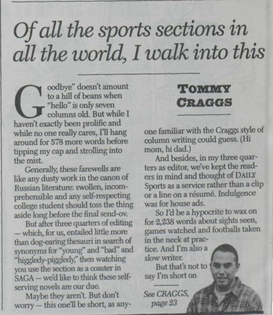Tommy Craggs Is A Former College Paper Hot Take Artist
