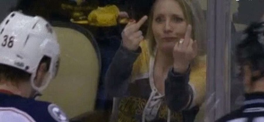 Penguins Fan Flips Very Solid Double-Bird 
