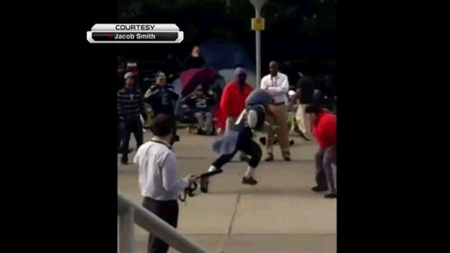 Seahawks Mascot Stutter-Steps, 49ers Fan Falls Like A Sack Of Potatoes
