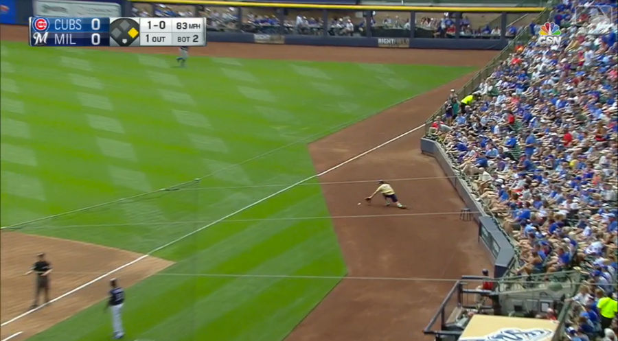 Brewers Ball Boy Ranges Right For The Heroic Diving Grab