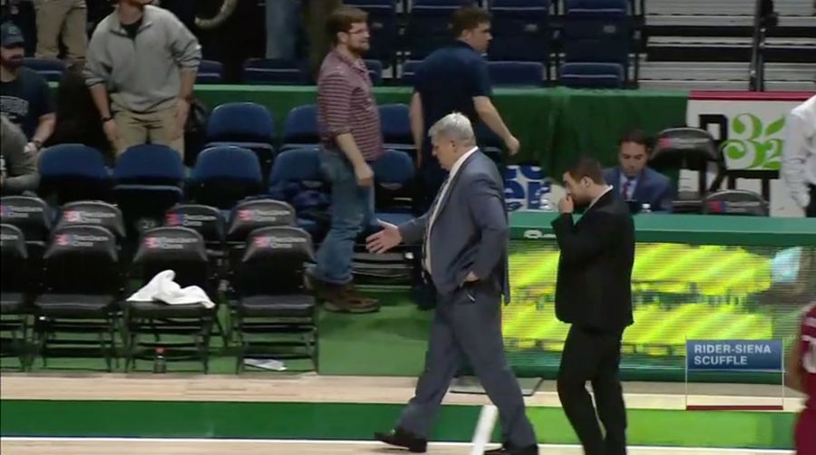 Coach Goes Through Handshake Line Alone After Wild Brawl At The End Of Siena-Rider Game