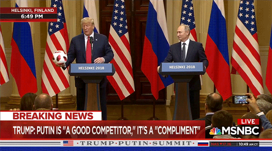 Donald Trump Pauses Historically Embarrassing Press Conference To Toss A Soccer Ball At His Wife