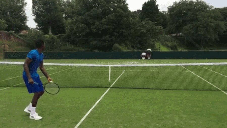 Gael Monfils Hits One Right At A Guy's Ass
