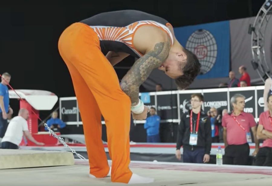 Dutch Gymnast Nearly Knocked Out By Fall From High Bar