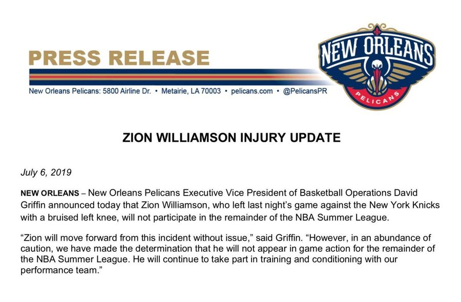 Zion Williamson Gets A Jump Start On This Season&#39;s Load Management