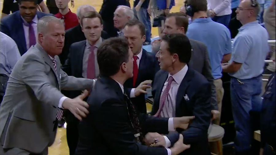 Pissed Off Rick Pitino Blows His Top At Fan, Has To Be Restrained By Coaching Staff [Update]