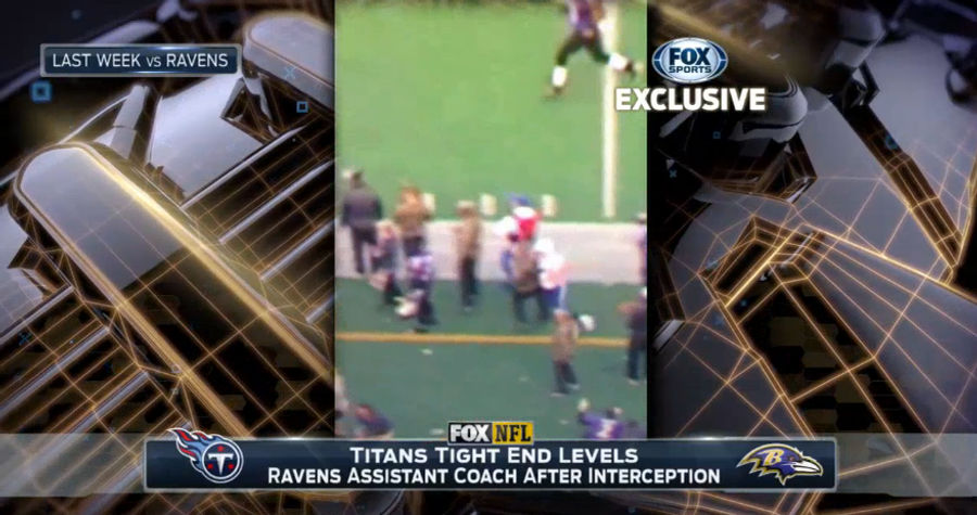 Titans Tight End Takes Out Ravens Assistant Coach On Sideline
