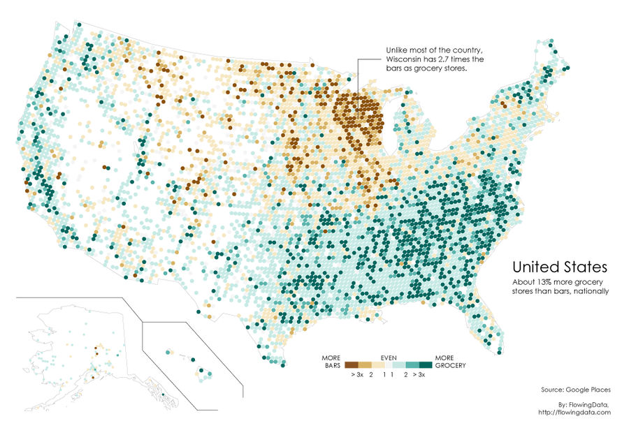 Map: Do You Live Near More Bars, Or More Grocery Stores?