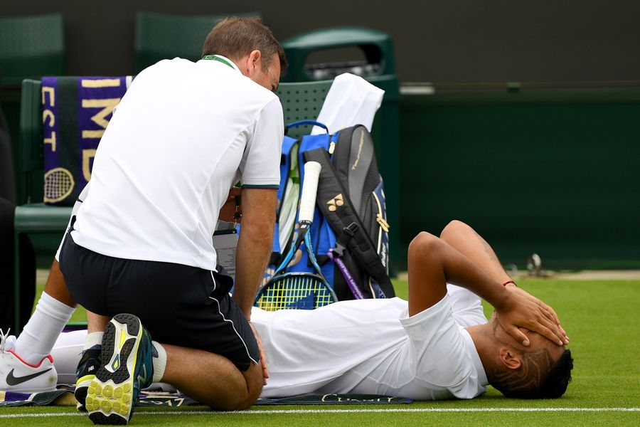 Nick Kyrgios Pulls Out Of Wimbledon After Re-Injuring Hip During First-Round Match<em></em>