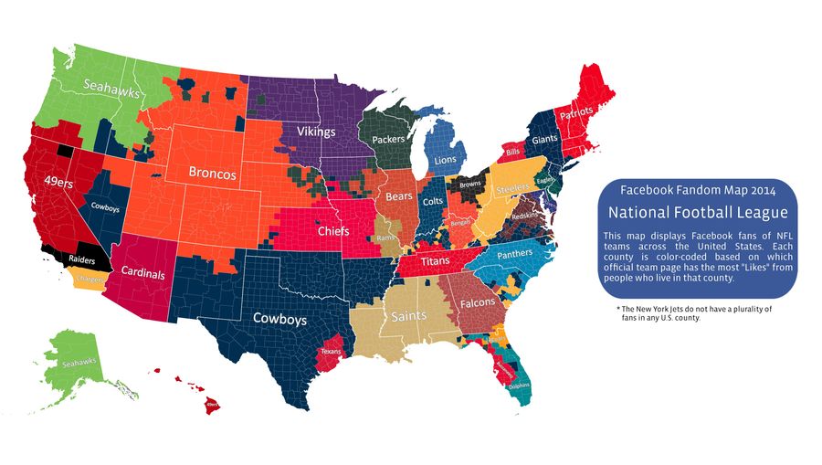 Here's Facebook's 2014 NFL Fandom Map