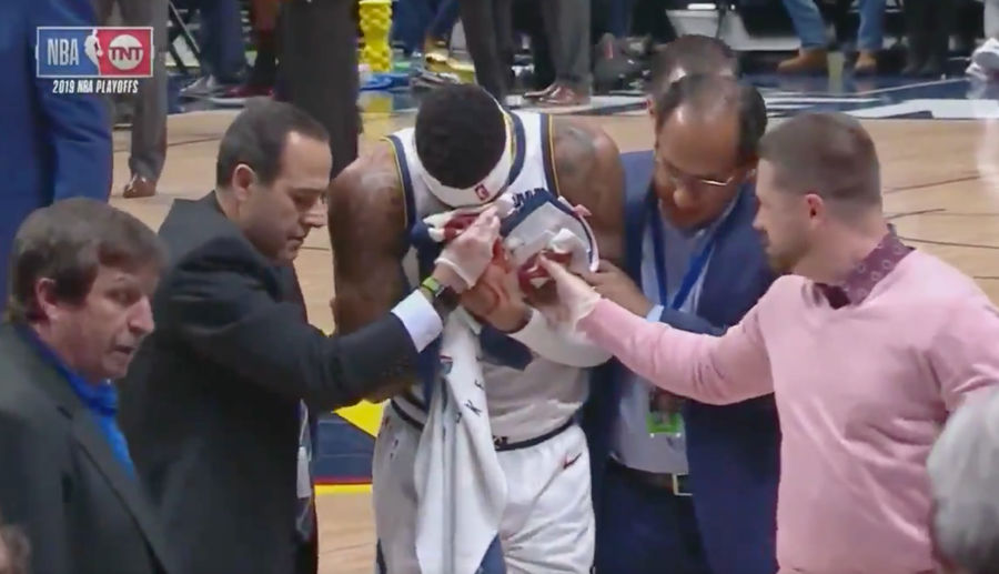 Torrey Craig&#39;s Face Smashed Up And Bloodied By Opponent&#39;s Arm And Teammate&#39;s Leg [Update]