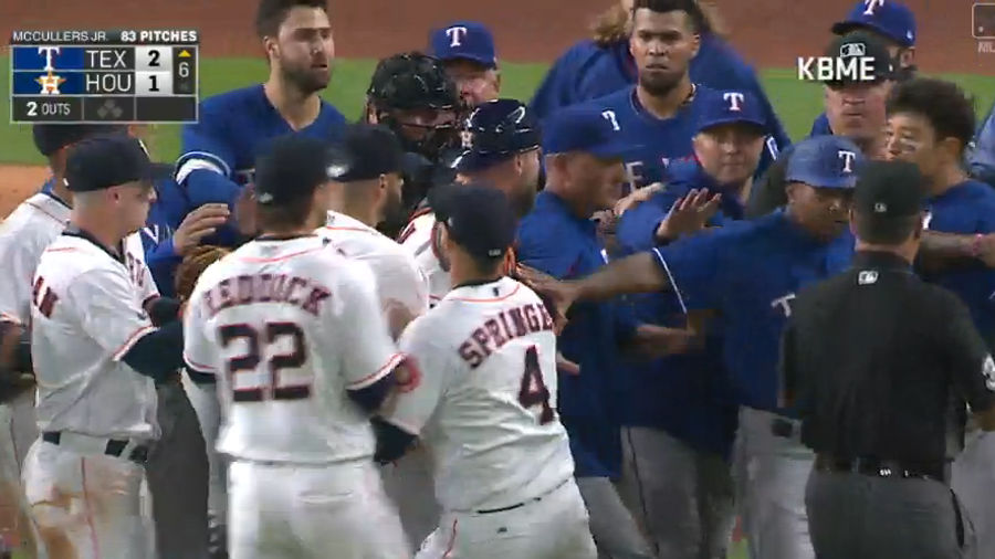 The Rangers And Astros Had A Little Beef And A Little Brawl