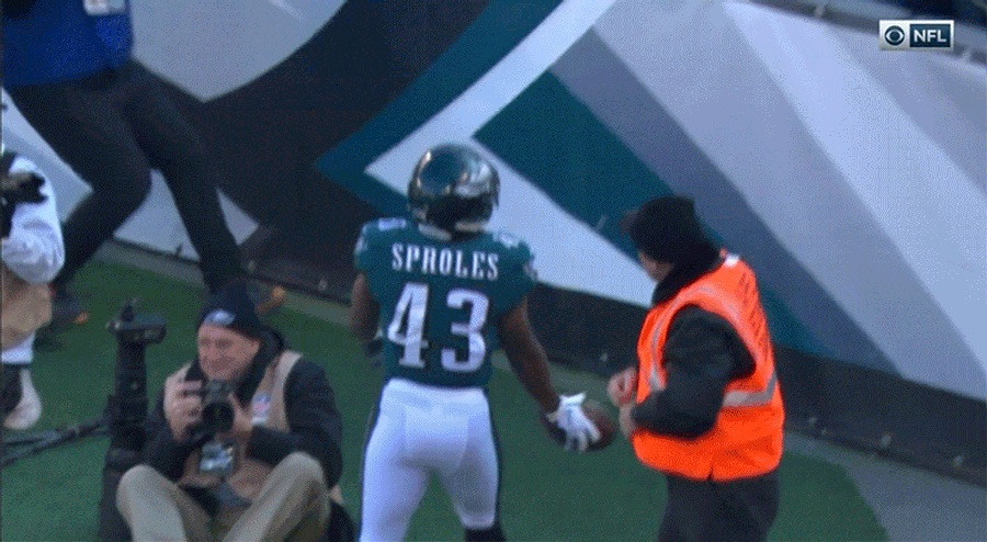 Philly Legend Celebrates Touchdown With Local Fan