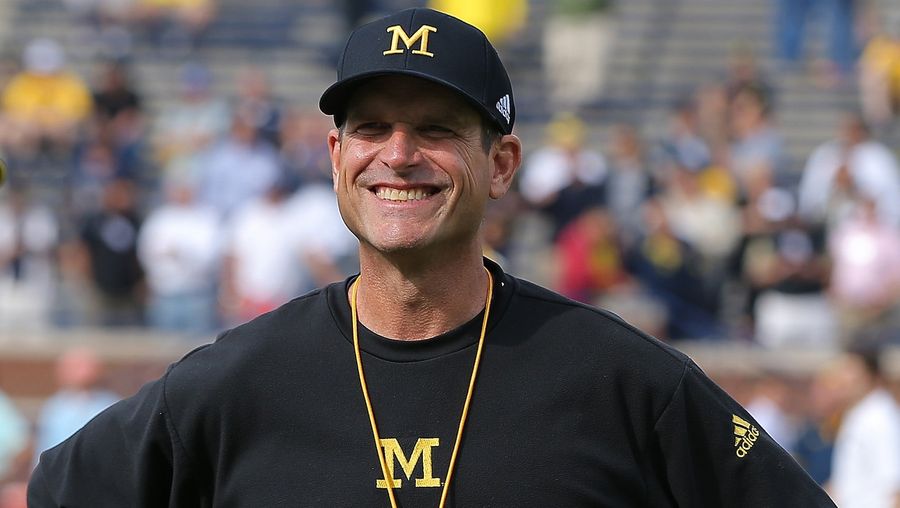 Big Boy Jim Harbaugh Enjoys Huge Glass Of Milk With Large Steak<em></em>