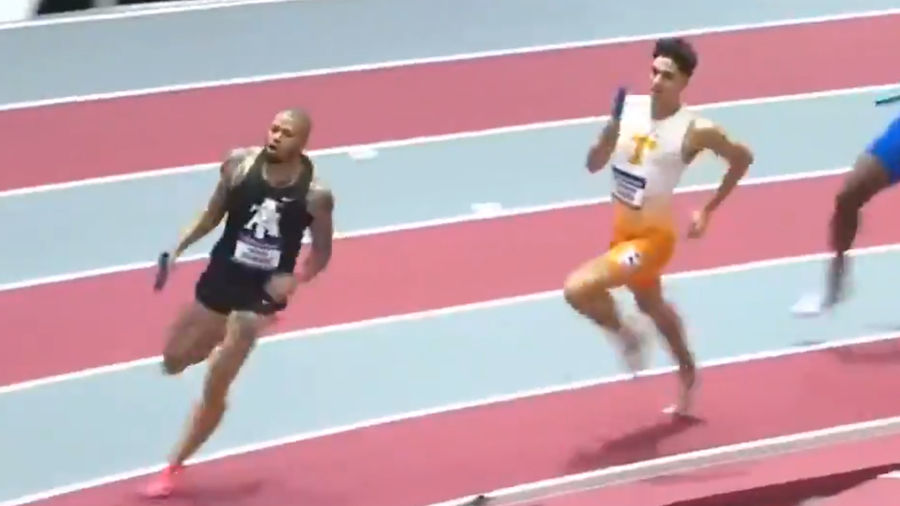 Trevor Stewart walks down Power Five in 4x400 relay, shows why NCAT Track is above the rest