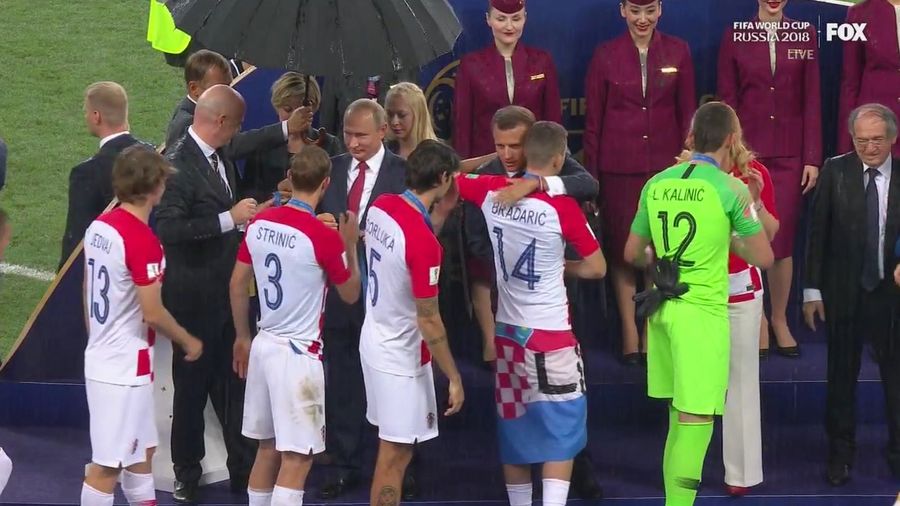 Let Us Congratulate Vladimir Putin For Victoriously Claiming The One Available Umbrella During World Cup Medal Ceremonies