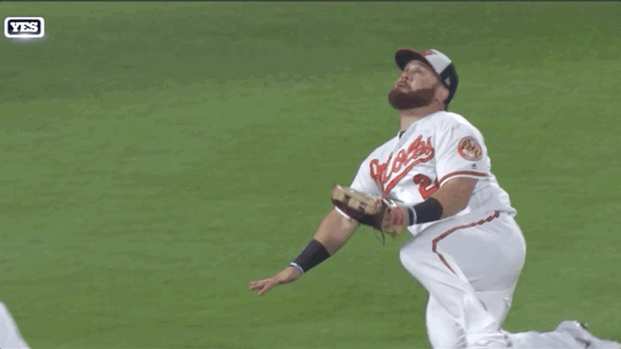 Orioles Outfielder Bonked On The Head By Badly Misjudged Pop Fly