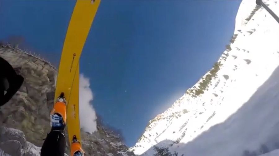 Skiing Guy Flies Off Cliff, Lives To Tell The Tale