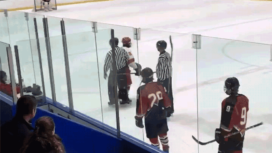 Unruly Hockey Kid Fights Ref