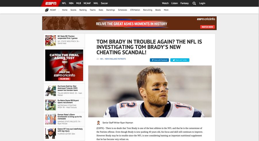 No, Those Fake ESPN Stories About Tom Brady And J.J. Watt Doing Drugs Aren&#39;t Real