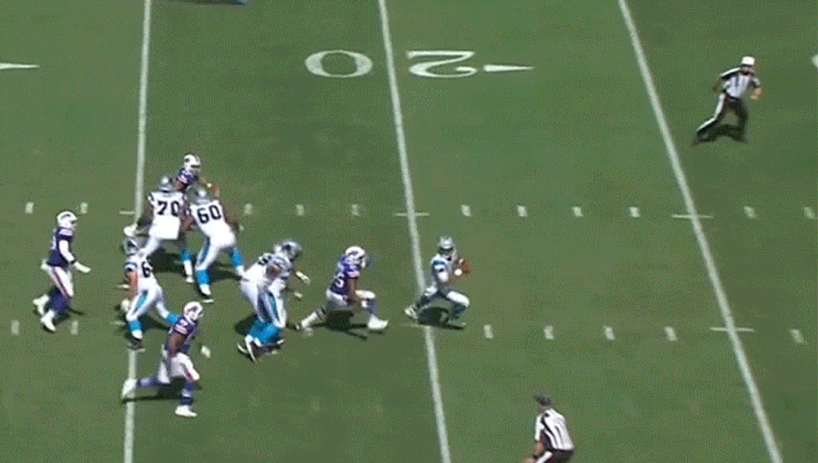 Cam Newton Gets Crushed But Quickly Returns To The Game