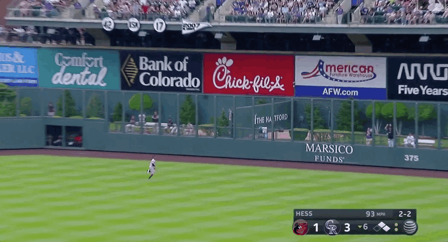 Orioles' Keon Broxton Lost Track Of A Wall And Allowed A Pitcher To Hit A Two-Run RBI Triple