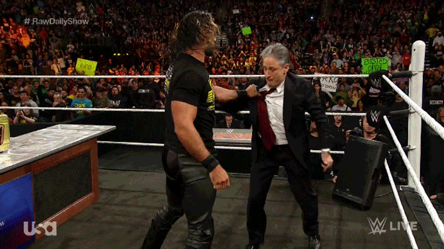 Jon Stewart Just Kicked Seth Rollins In The Dick
