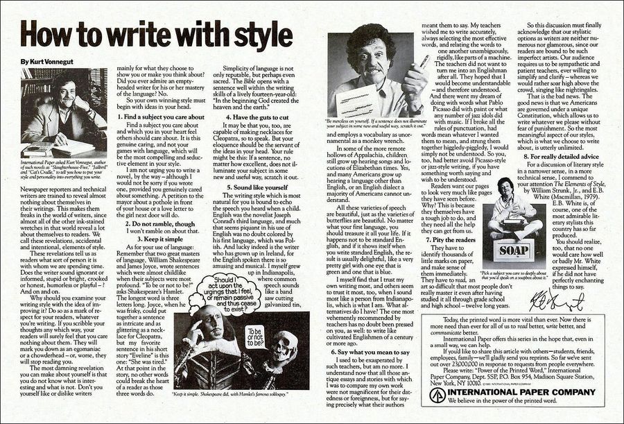 Kurt Vonnegut's Elements Of Style