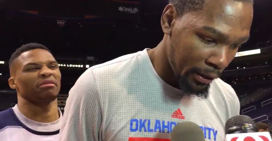 Russell Westbrook Mocks Kevin Durant During Interview