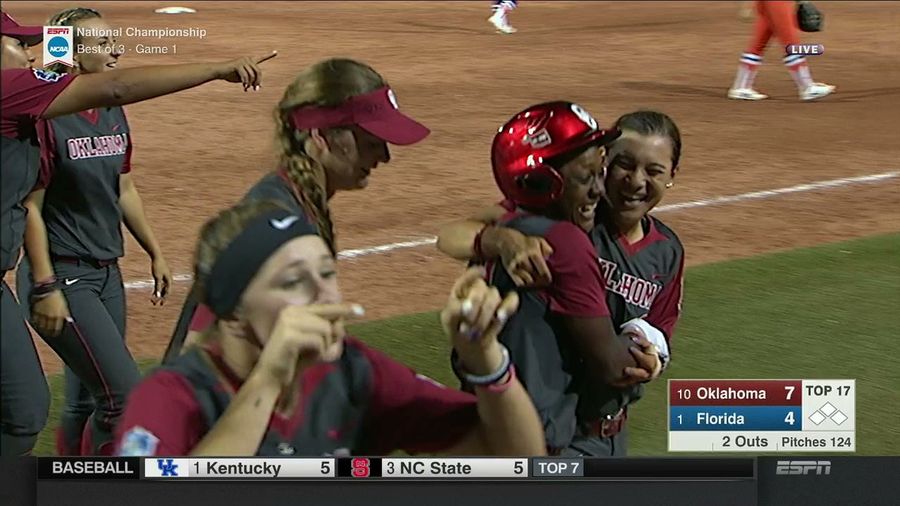 Oklahoma Beats Florida In 17-Inning Game 1 Of Women's College World Series Championship