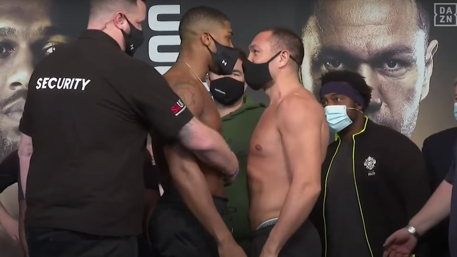 Things got a little heated in Anthony Joshua-Kubrat Pulev weigh-in
