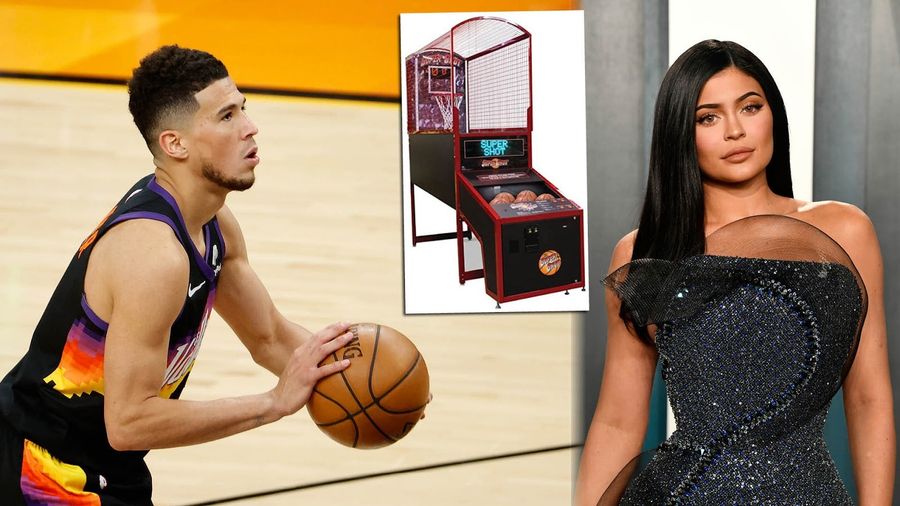 Devin Booker is not throwing away his shot … to beat gal-pal’s sis Kylie Jenner at arcade hoops
