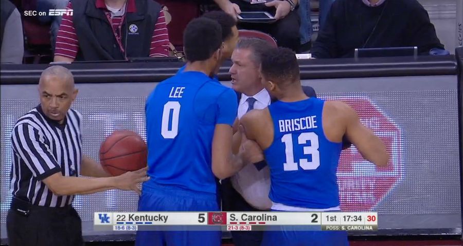 John Calipari Ejected In Under Three Minutes Against South Carolina