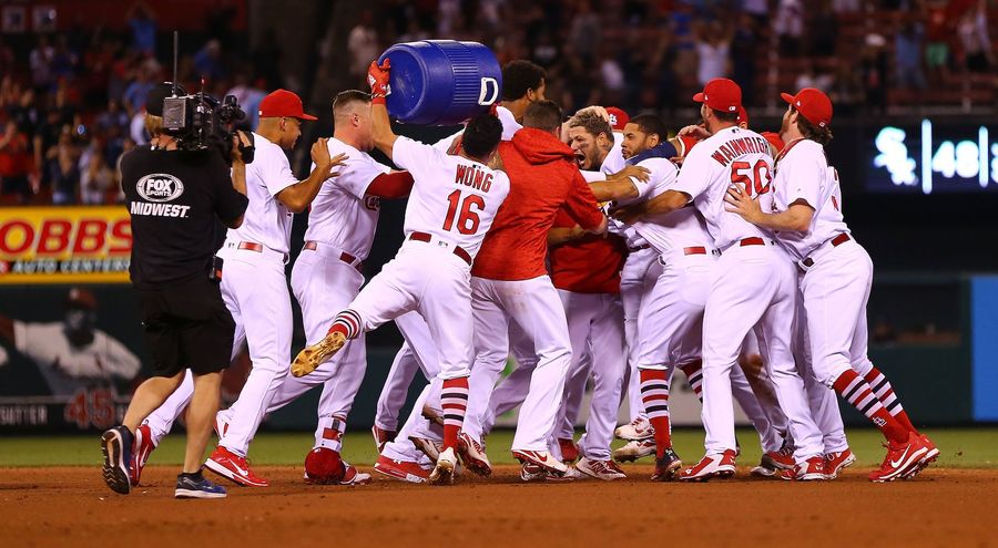 Kolten Wong Isn&#39;t Very Good At The Walkoff Water Cooler Shower
