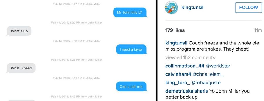 Now Laremy Tunsil&#39;s Instagram Has Posted Alleged Conversations With Ole Miss Football Staffers About Paying His Rent