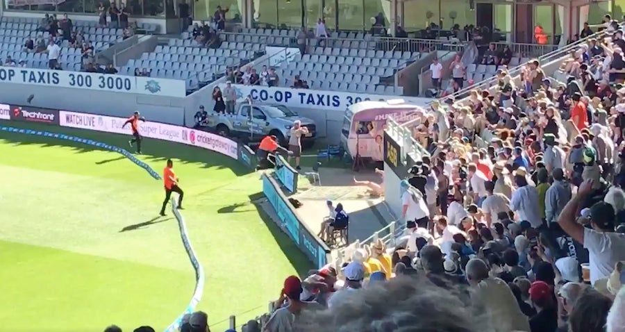 Naked Idiot On The Pitch Thwarted By Wall