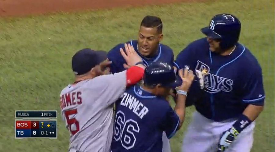 Benches Clear In Red Sox-Rays When Yunel Escobar Steals Third