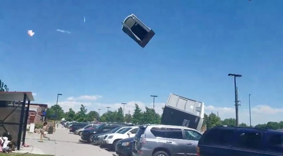 Pair Of Port-A-Potties Departs This Earthly Plane
