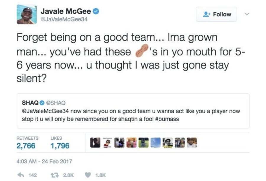 JaVale McGee And Shaq Beef On Twitter After Shaq Roasts McGee On TV Again