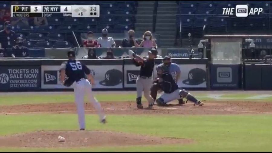 Swing and a miss … and a welt … as Yanks’ Darren O’Day gets a K on a HBP