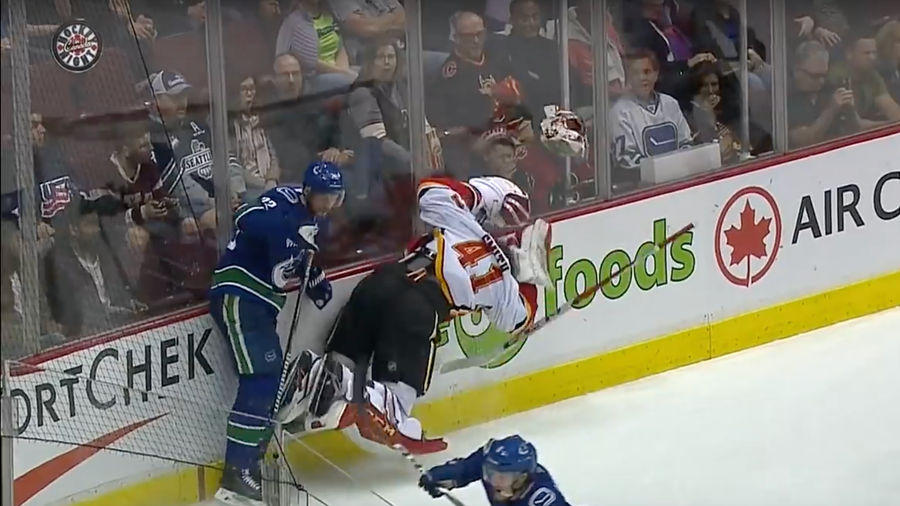 Mike Smith Flopped So Hard His Mask Flew Off