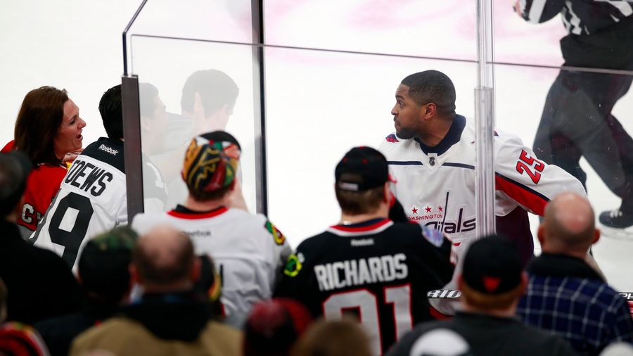 Shithead Blackhawks Fans Chant &quot;Basketball&quot; At Caps Forward Devante Smith-Pelly