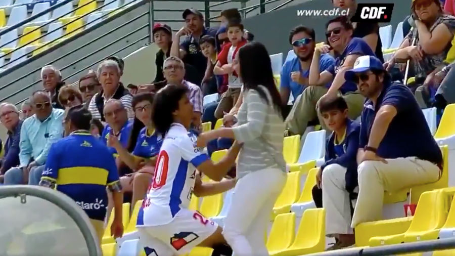 Soccer Guy Gets Yellow Card For Celebrating Goal By Proposing To His Girlfriend