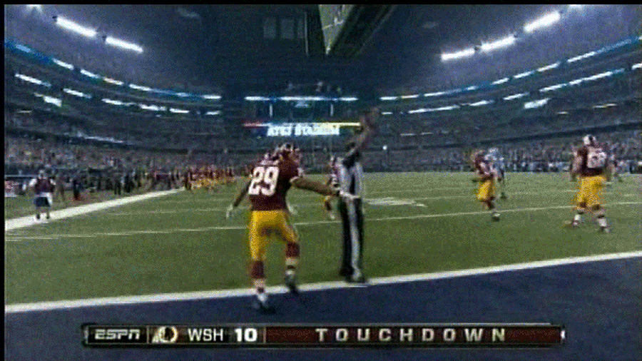 Colt McCoy Tries To Celebrate Touchdown, Eats It