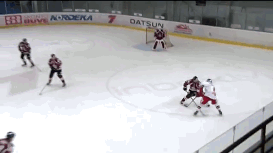 Latvian Hockey Player Dishes Out Bizarre Check