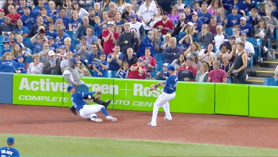 Blue Jays&#39; Randal Grichuk Busted Up In Collision With Security Guard&#39;s Stool
