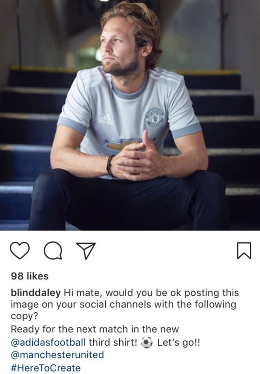 Daley Blind Is Okay Posting This Image On His Social Channels With The Following Copy