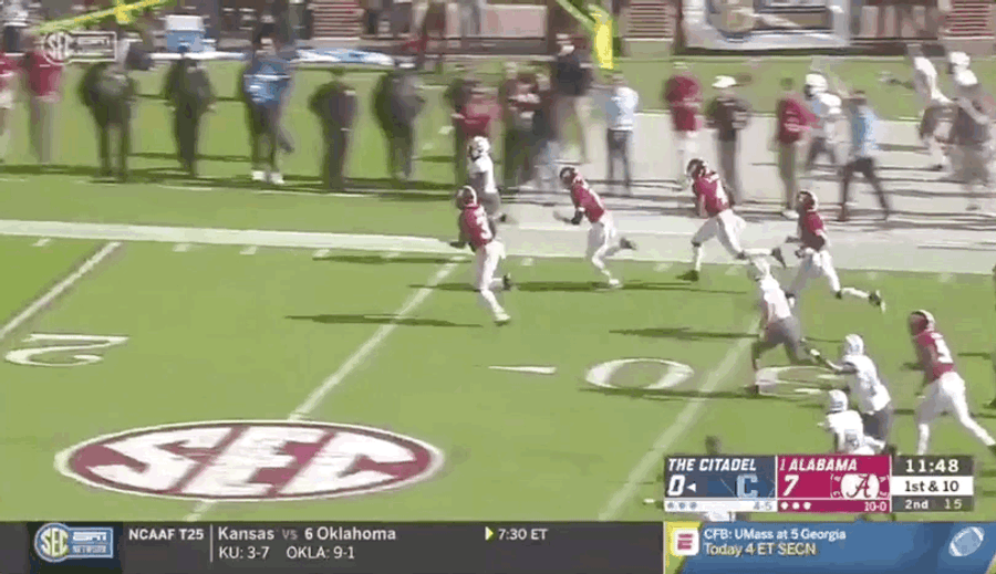 Alabama Gives Up First November Touchdown To The Citadel