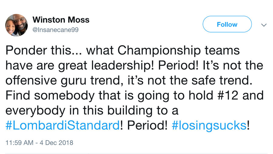 Packers Shitcan Associate Head Coach Winston Moss Hours After Critical Tweet About Coaching Search 