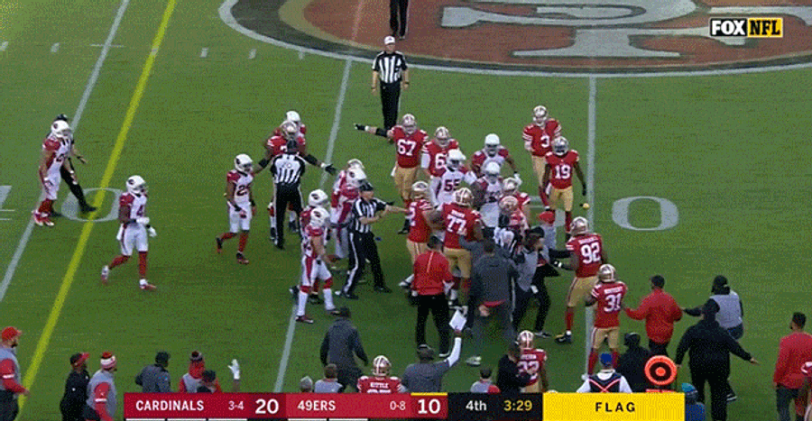 Cardinals-49ers Scuffle Prompts Official’s Glorious Hat Toss